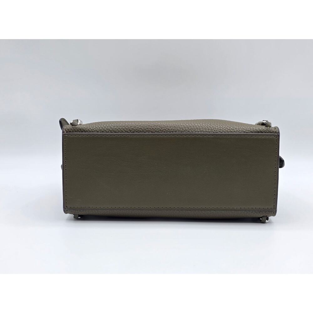 Michael Kors Mina Small Chain Leather Satchel Crossbody Olive Green Silver MK - Picture 7 of 16